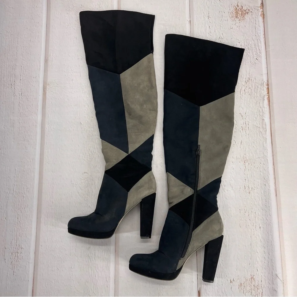 Madden Girl Deeon Knee High Block Heel Boots Women’s Size‎ 7 | Colorblock